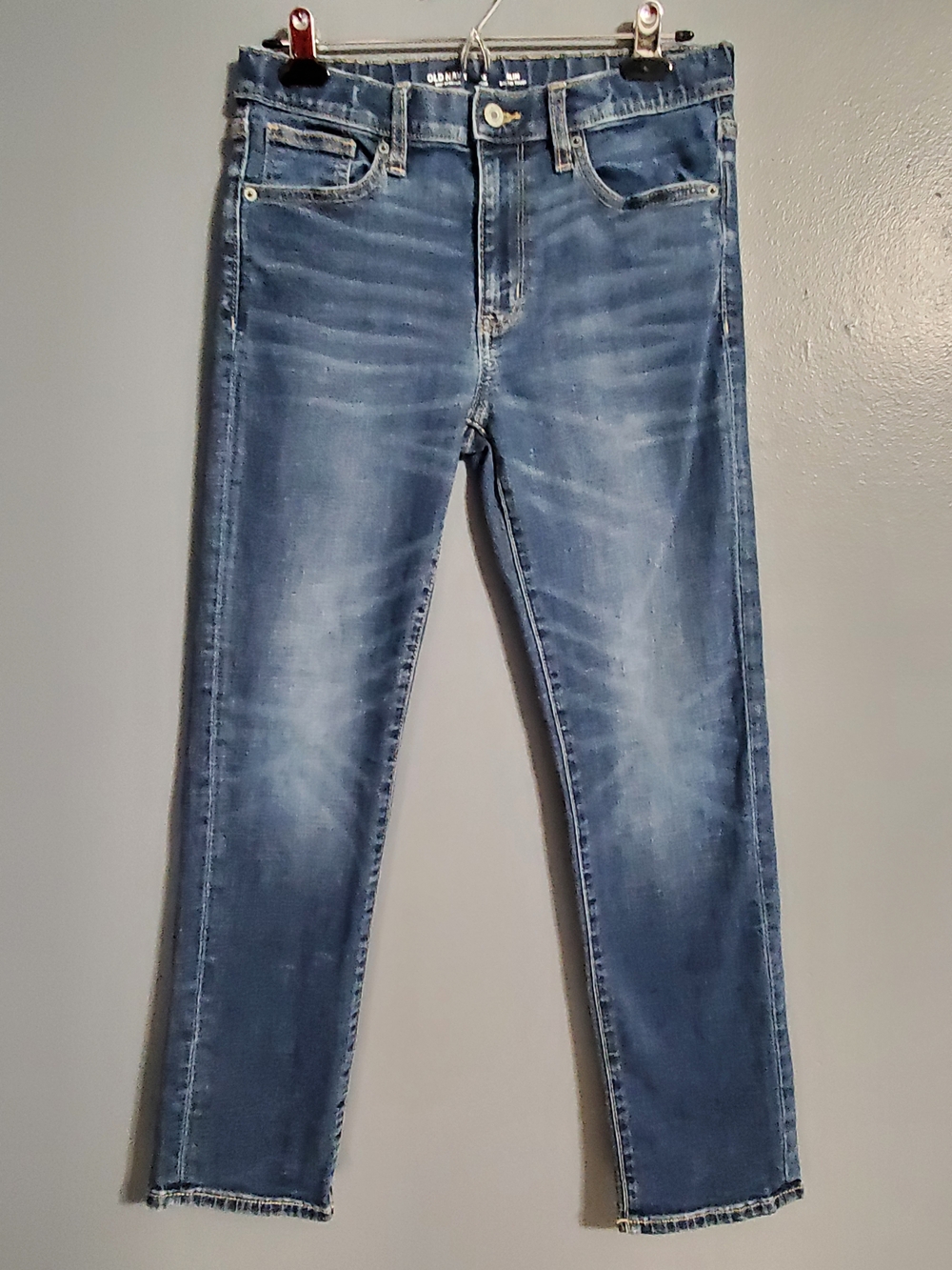 Old Navy Boys Plus Slim Straight Jeans in Distressed Light Blue Husky Size 12